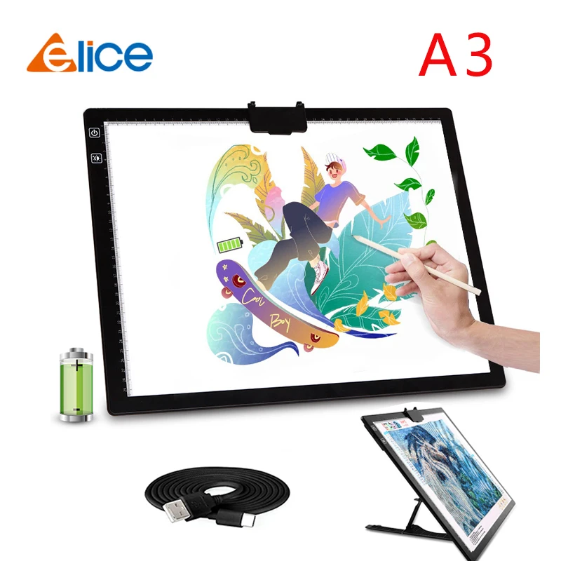 

A3 battery power Diamond Painting LED Light Pad with Stand, Portable LED Board Ideal for Partial and Full Drill Diamond Painting