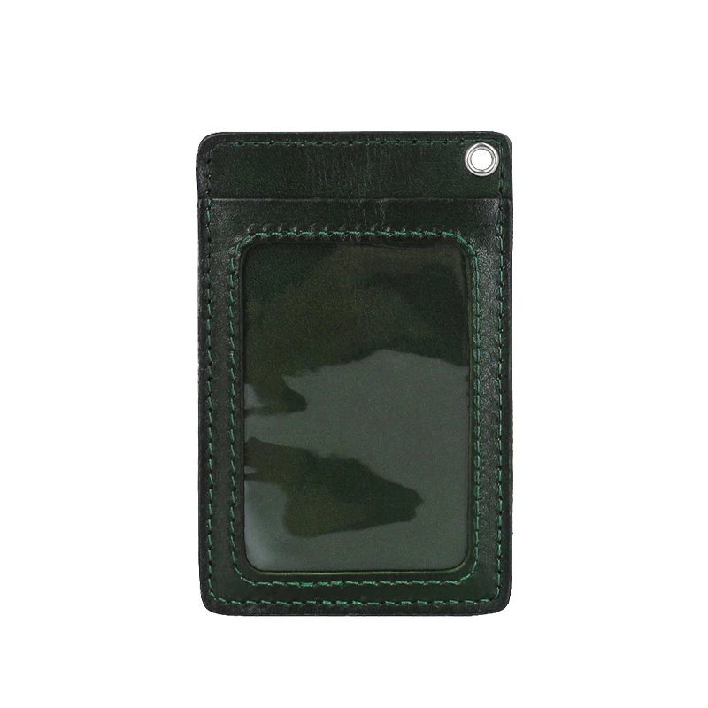 ID Badge For Office Work Genuine Leather Luxury Handmade Identity Bus Card Bag Reel Hanging Neck Wallet Cowhide Mini Purses