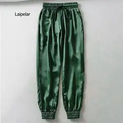 Women Sweatpants Pants Female Solid Satin Pants Drawstring Pants Trousers Loose Casual Joggers Sport Pants