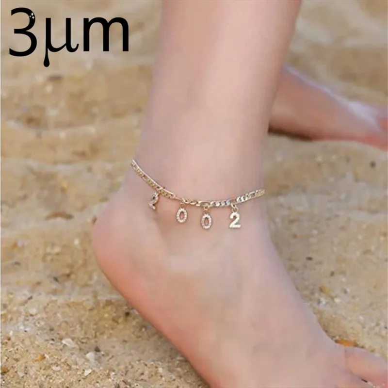 

3UMeterBirth Year Number Ankle Bracelets for WomenDainty CZ Date Anklet Personalized Bracelets for Women Beach Foot Jewelry Gift