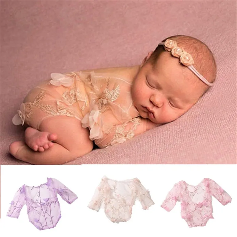 Newborn Photography Props Baby Girl Outfit Cloth Lace Romper Baby Photo Studio Outfits Accessories