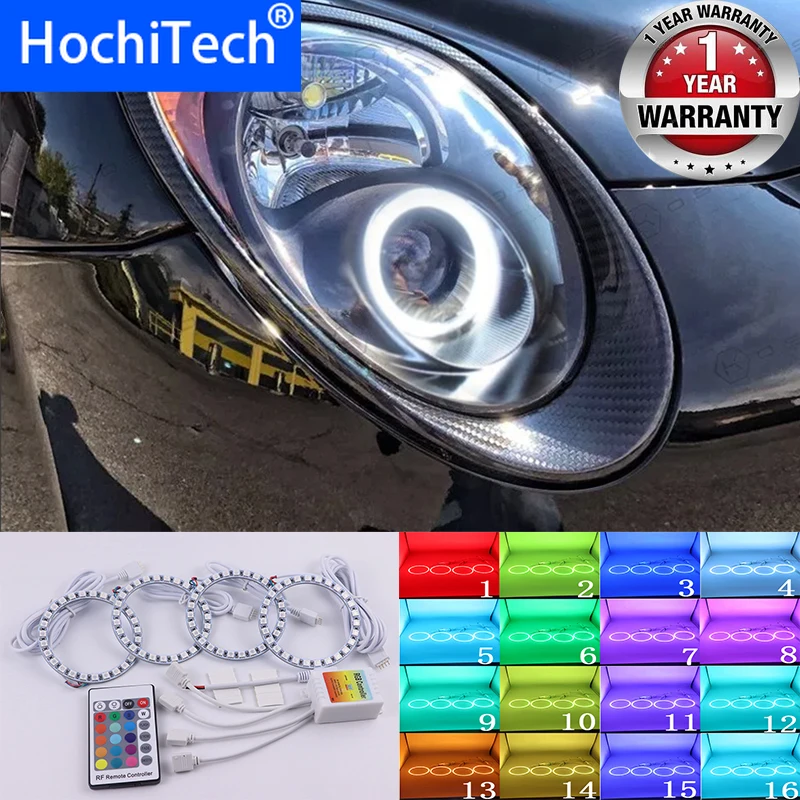 For Alfa Romeo Mito 2008 - 2015 High Quality Multi-Color Angel Eyes LED RGB Headlight  Ring Set RF Remote Control