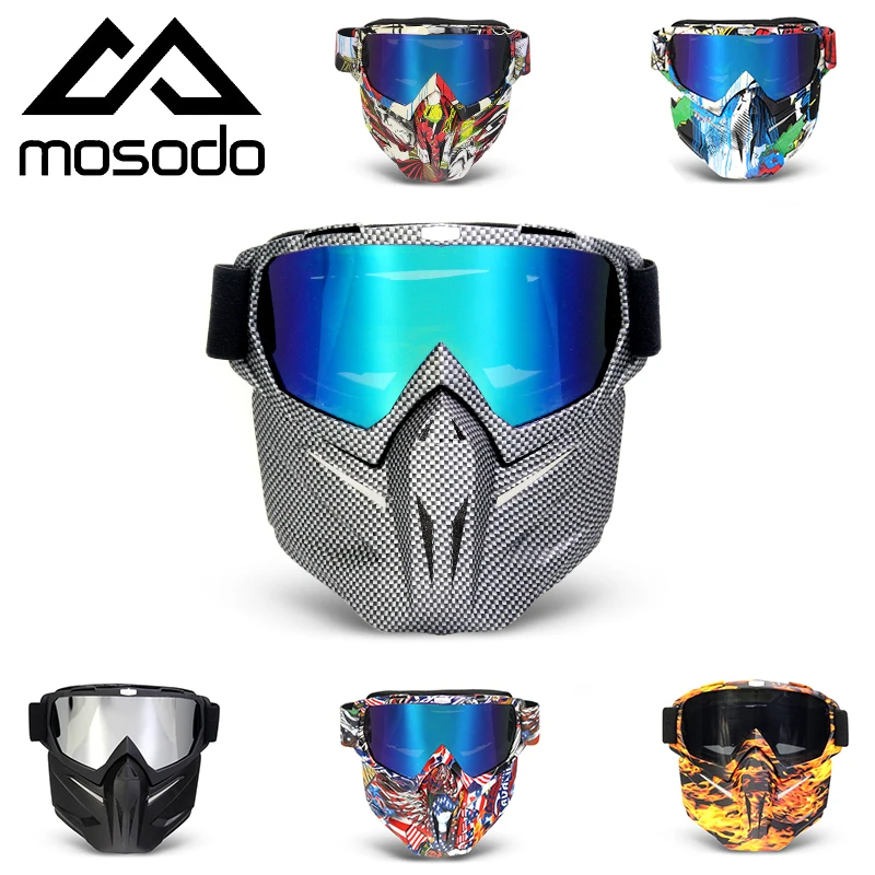 

Mosodo Ski Goggles Motorcycle Goggles with Removable Face Mask for Men Women Skiing Sunglasses Snowmobile Anti-fog Eyewear