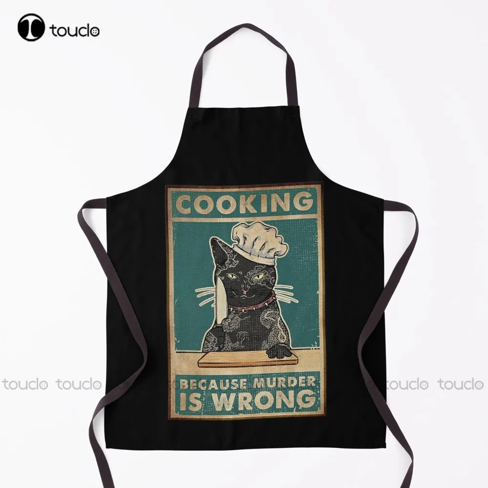 New Black Cat Cooking Because Murder Is Wrong Cat Lover Gifts Apron Chef Apron Unisex