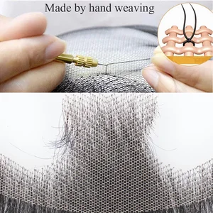 Synthetischer Schnurrbart für Männer, seidiger Bart, falsche Spitze, handgefertigt durch echte Haare, falsches Bart -Cosplay, unsichtbarer Bart 10 Hauptverkaufsrealistischer Bart - №1