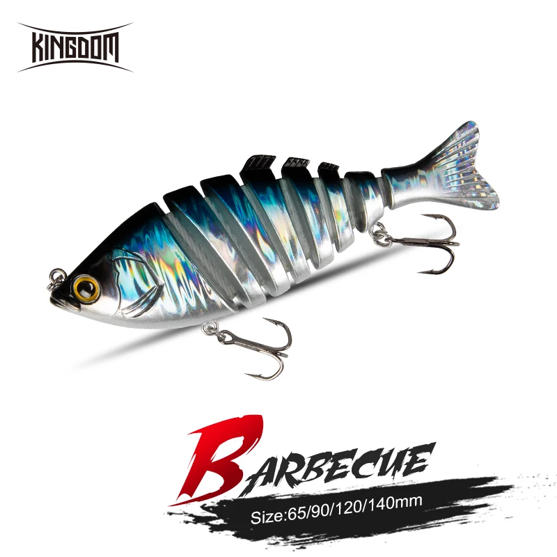 Kingdom Hot Barbecue Fishing Lures 6&8 Joint Hard Baits 65mm 90mm 120mm 140mm Sinking Wobblers Realistic Swimbaits Lure For Bass