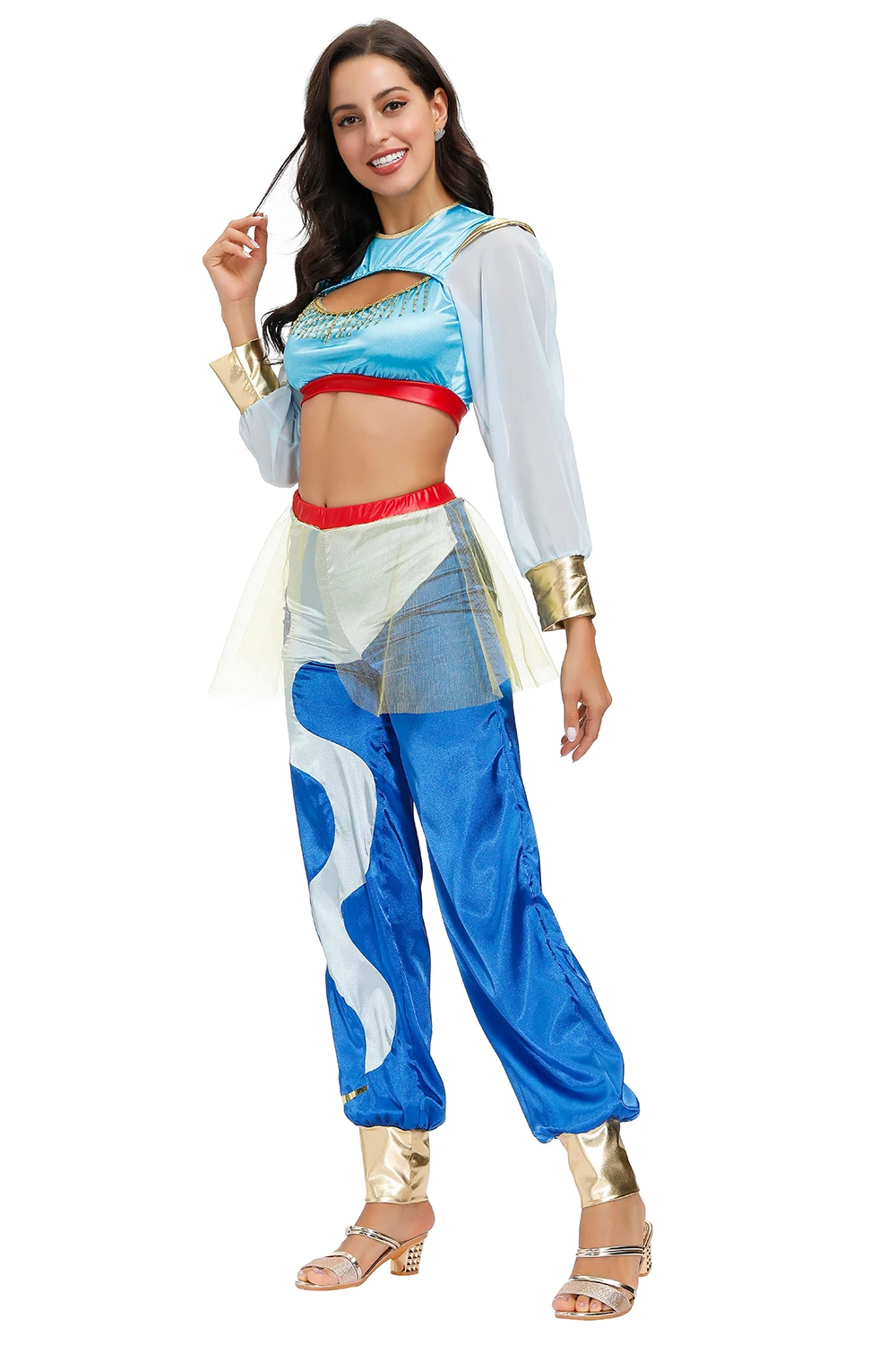 Sexy Jasmine Princess Dress 2pcs Set Adult Aladdin Cosplay Costume For Women Halloween Party Outfits Role Clothing - view 5