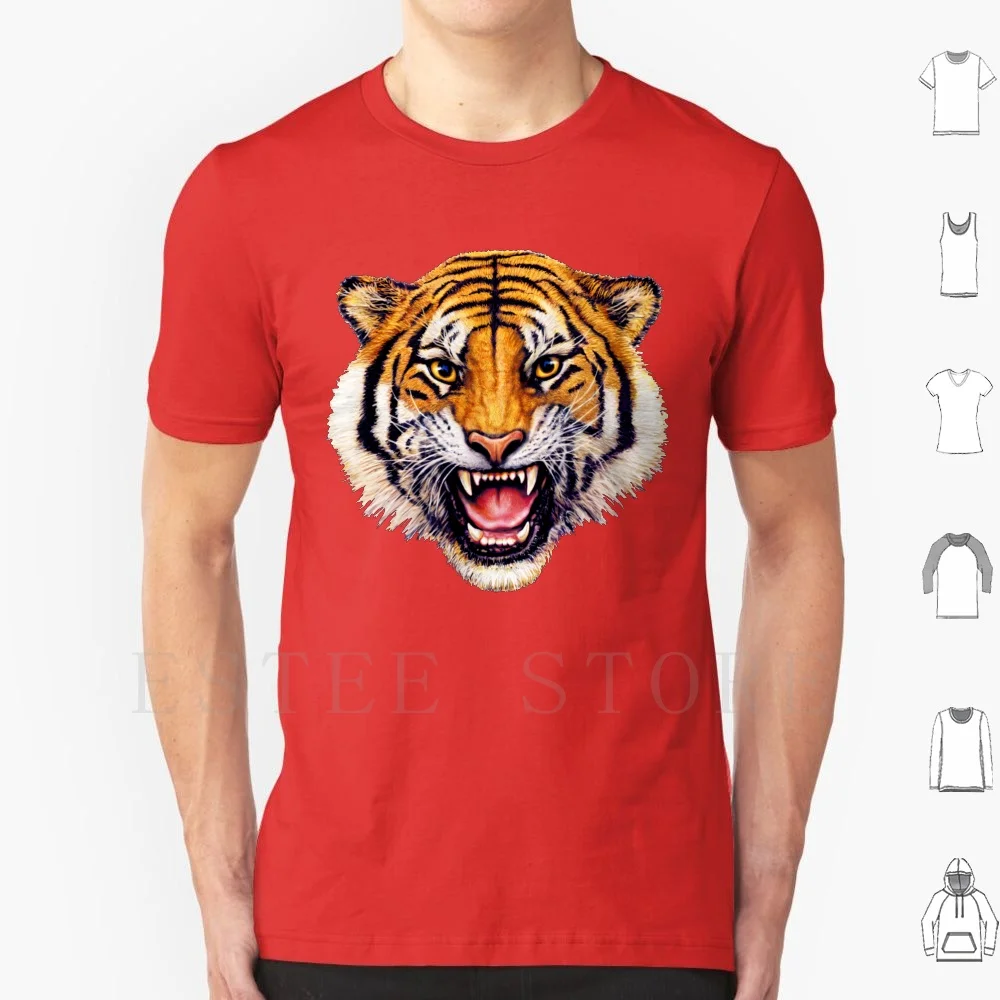 Snarling Tiger Design T Shirt Men Cotton 6xl Tiger Realistic Face Snarl Growl Power Christopher Roar Animal Wildlife