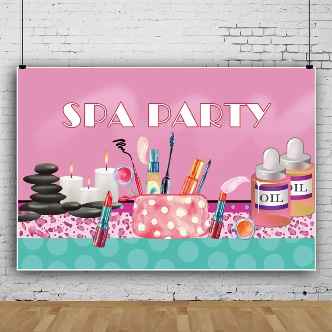 Spa Party Photography Backdrop For Sweet Girl Princess Make Up Background Pink Princess Birthday Party Baby Shower Banner