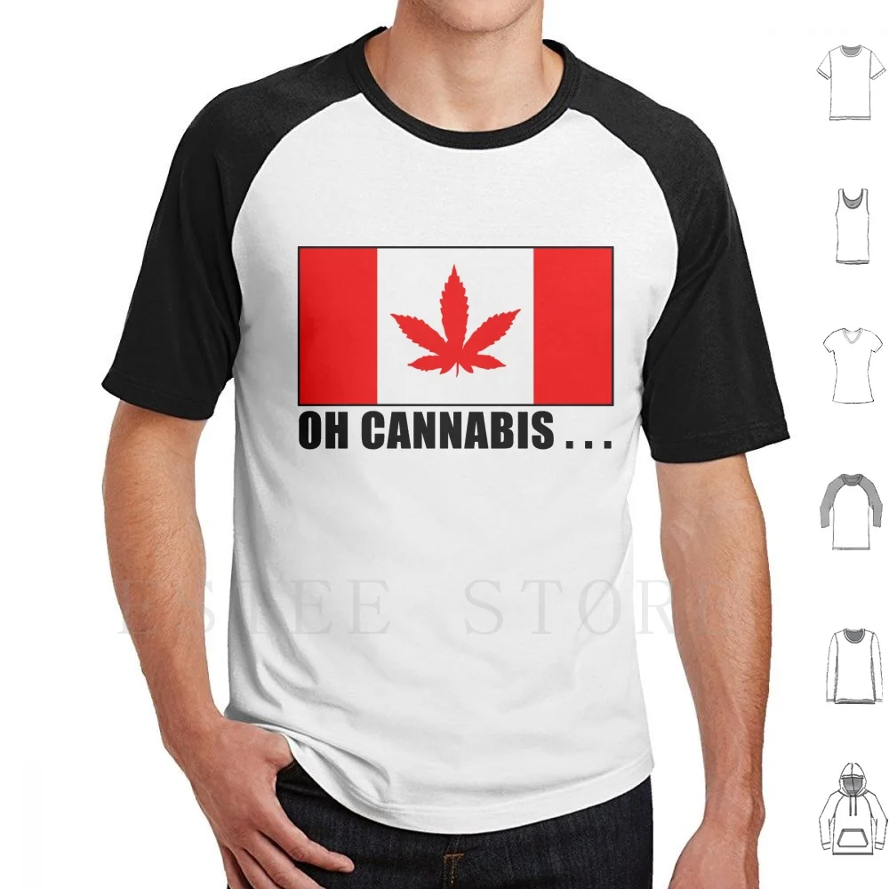 Oh Canada Flag With Symbol T Shirt Print Cotton Oh Canada Canada Flag Weed Pot Smoking Anthem Canadian Canadian Flag Red An