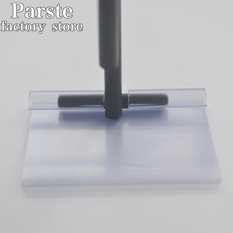 100 PCS Convenience Store Commodity Label Shelf Hook Card Strip Transparent Bracket Price Display Card Set