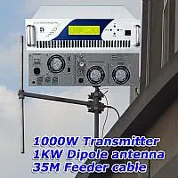 FMUSER-transmisor de Radio FM de 1KW + antena dipolo de 1KW + cable alimentador de 35M con conectores