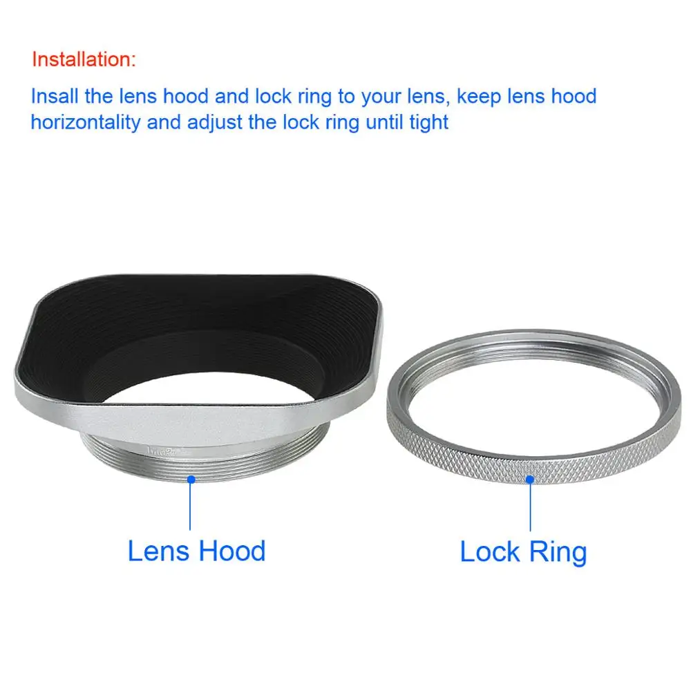 Haoge hg-58 millimetri in Metallo Quadrato Screw-in Lens Hood e Tappo di Metallo sono appositamente progettato per tutti i 58 millimetri obiettivo o filtro filo D'argento