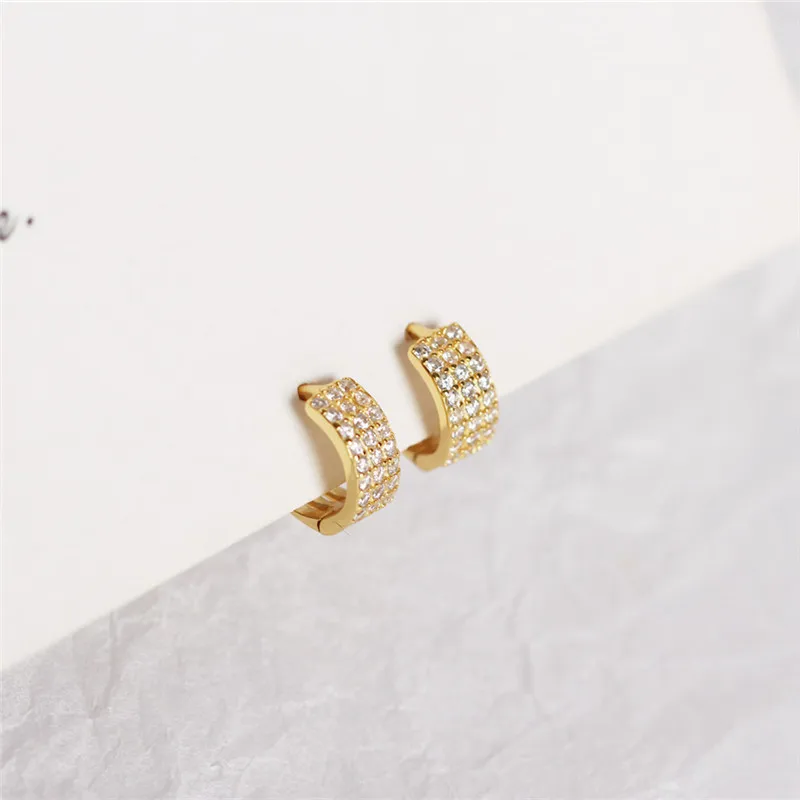 ying Vahine 100% 925 Sterling Silver Multilayer Sparkling and Shiny Zircons Stud Earrings for Women