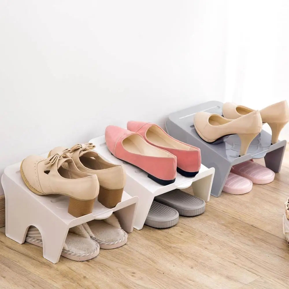 4PCS/Set Shoe Stand Shoes Organizers Storages Household Living Room Organizer Rack Plastic Shoe Slippers Storage Rack