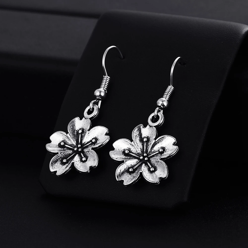 Trendy Vintage Flower Shape Dangle Earrings for Women Girl Retro Drop Earrings Cute Small Object Earring Jewelry Bijoux