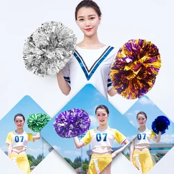 2 Pieces Metallic PET Cheerleader Pom Ppom Girl Cheering Dance Decorator  Cheerleading Pompon Pompoms Baton Hhandle colorfast