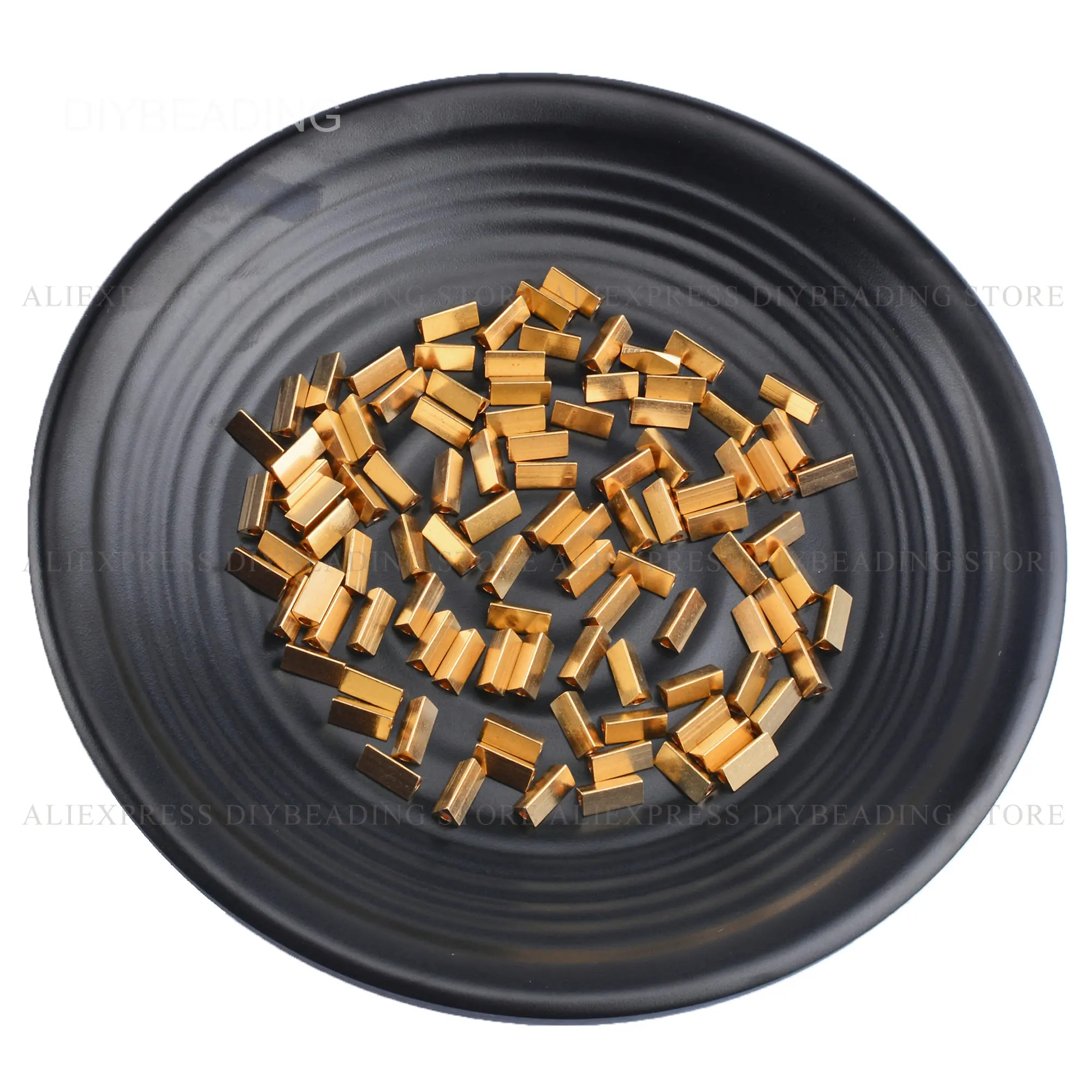 20-1000 Pcs Brass Triangle Tube Spacer Connector Beads for Making Jewelry Large Hole Small Size Loose Metal Beads Lots Supply