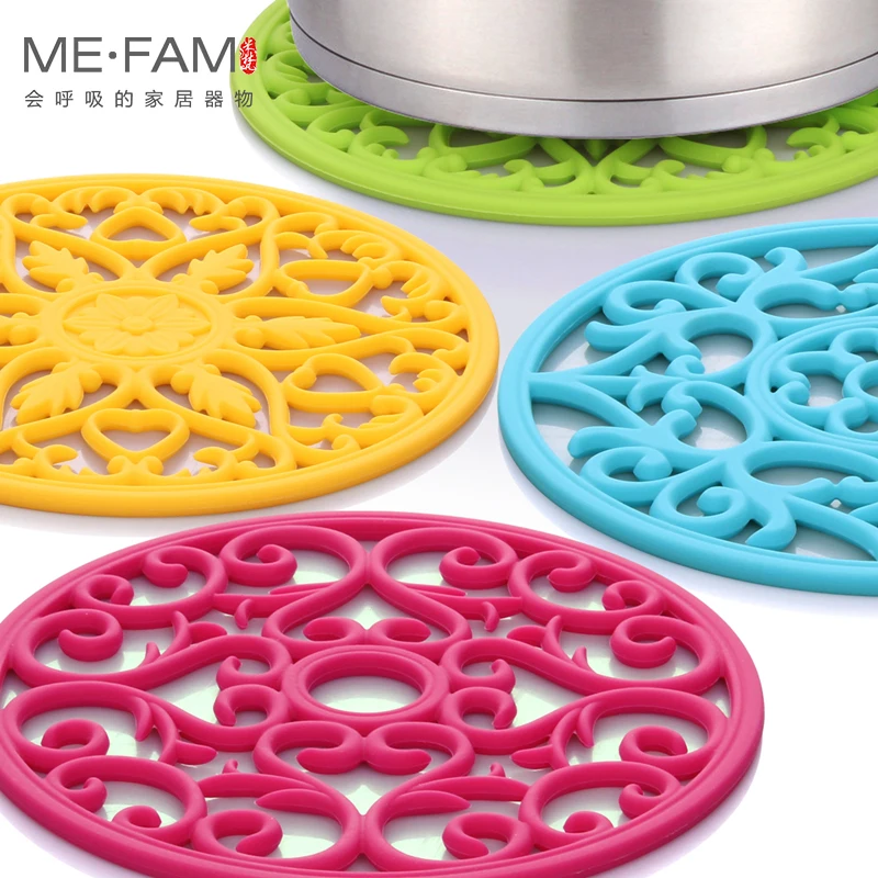 Silicone Multi-Use Hollow Carved Trivet Pot Pads Non Slip Anti Hot Durable Placemat Bowl Plate Mats Desktop Decorate Protection