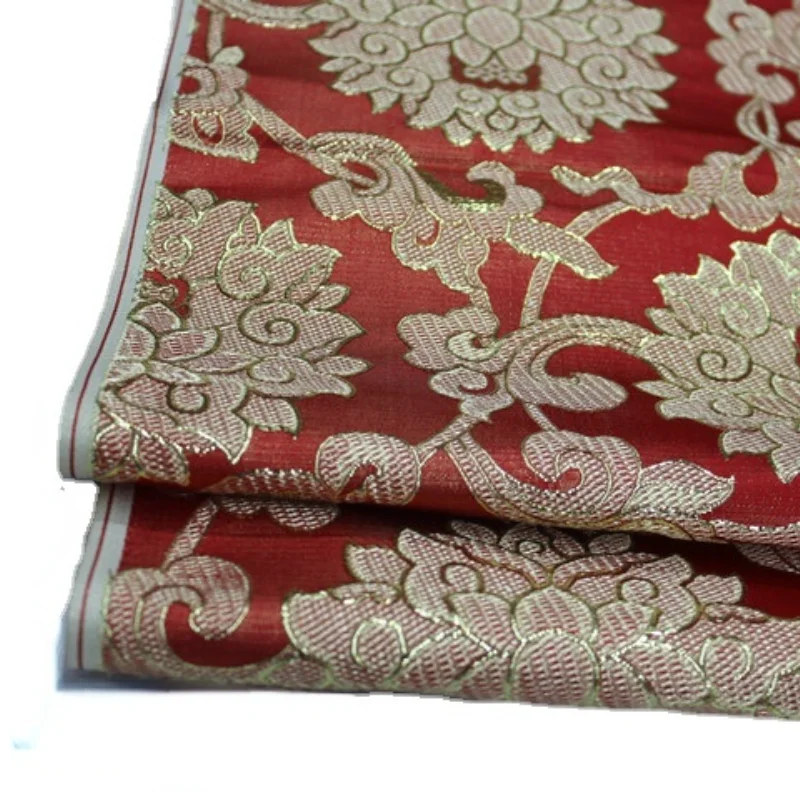 Width 75cm Chinese Costume Cos Vintage Damask Satin Faux Gold Silk Brocade Jacquard Fabric For Cheongsam Doll Cos Mongolian Gown