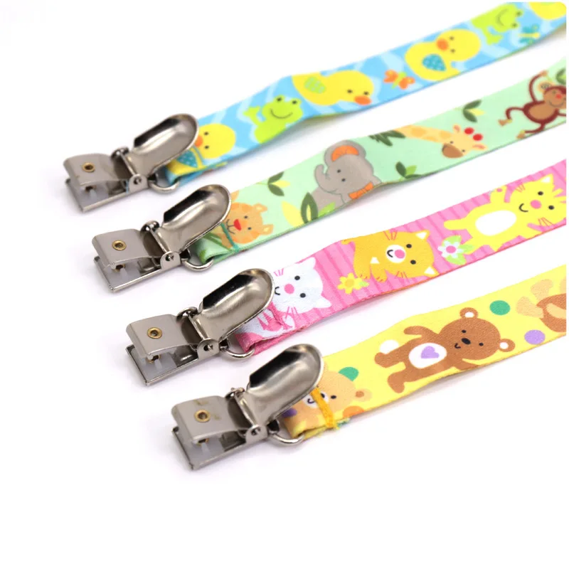 Baby metal anti-drop belt baby pacifier clip thickened double-sided printing metal teether anti-drop chain toy