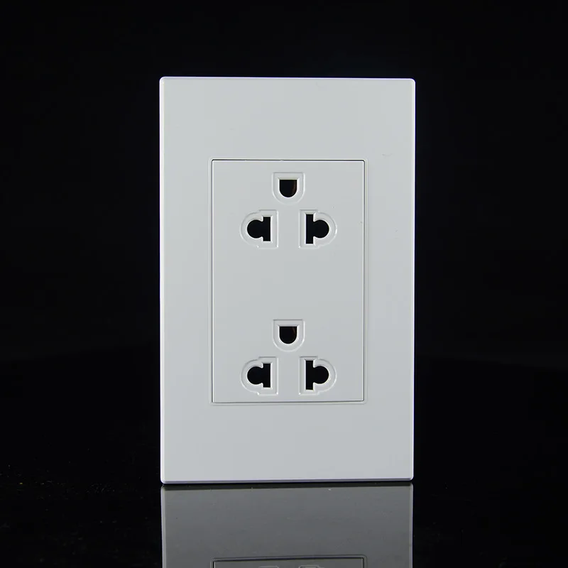 118mm Weiße Amerikanische Südostasien-Doppelsteckdose mit 3 Polen, Multifunktional, PC-Flammhemmend, Haushalts-Sicherheitsstecker 15A – Detail 1