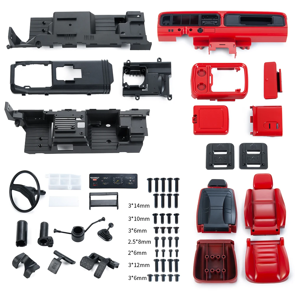 YEAHRUN RC samochodów kompletne wnętrze ciała Shell Cab Seat Kit dla 1/10 gąsienica RC TRX-4 TRX4 Bronco DIY elementy dekoracyjne