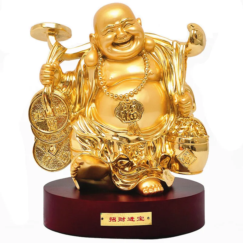 

32cm Resin feng shui smiling Buddha statues Maitreya arts and crafts home decoration statue Buddha hall supplies