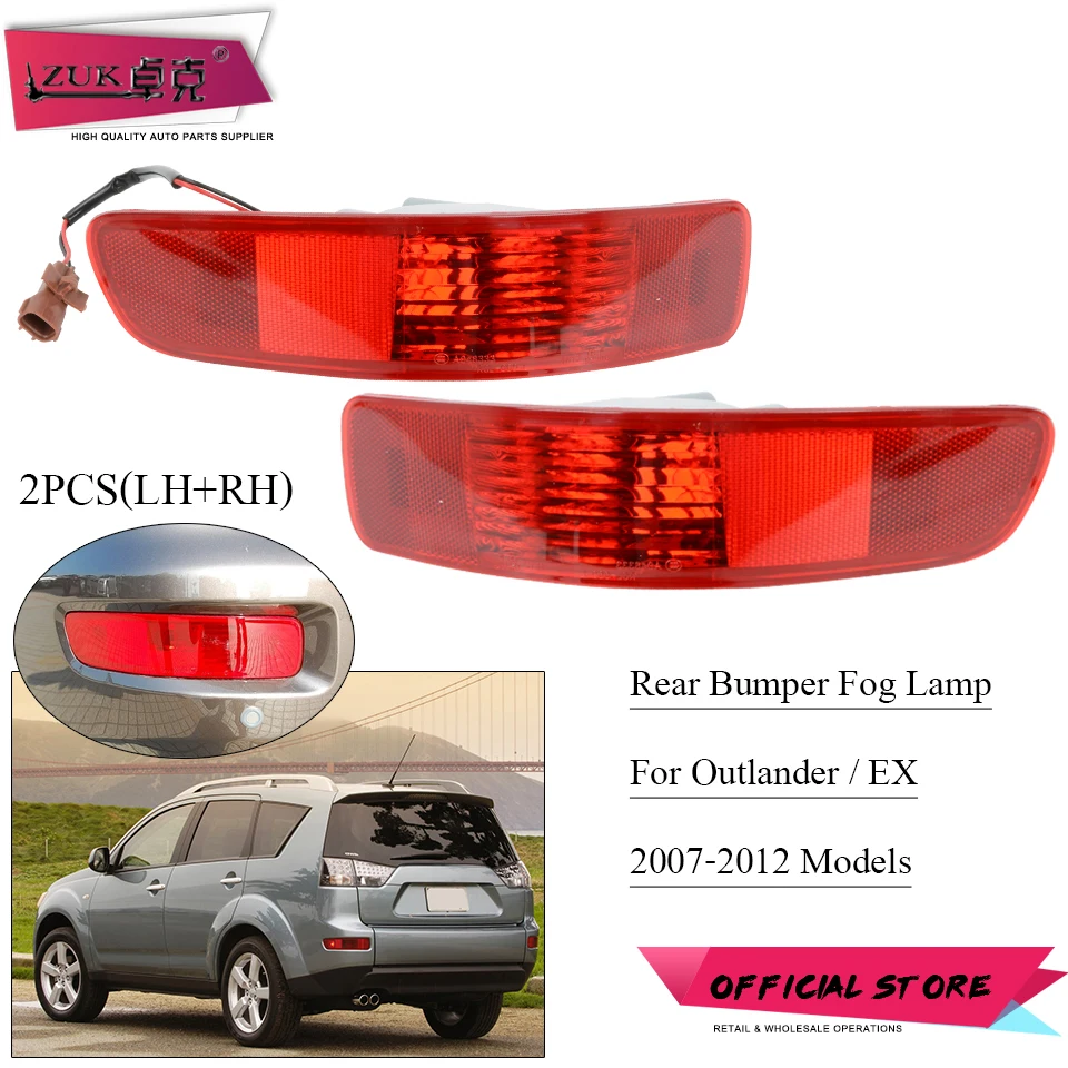 

ZUK 2PCS Rear Bumper Fog Light Car Tail Lamp Reflector Foglight For Mitsubishi Outlander EX 2007 2008 2009 2010 2011 2012