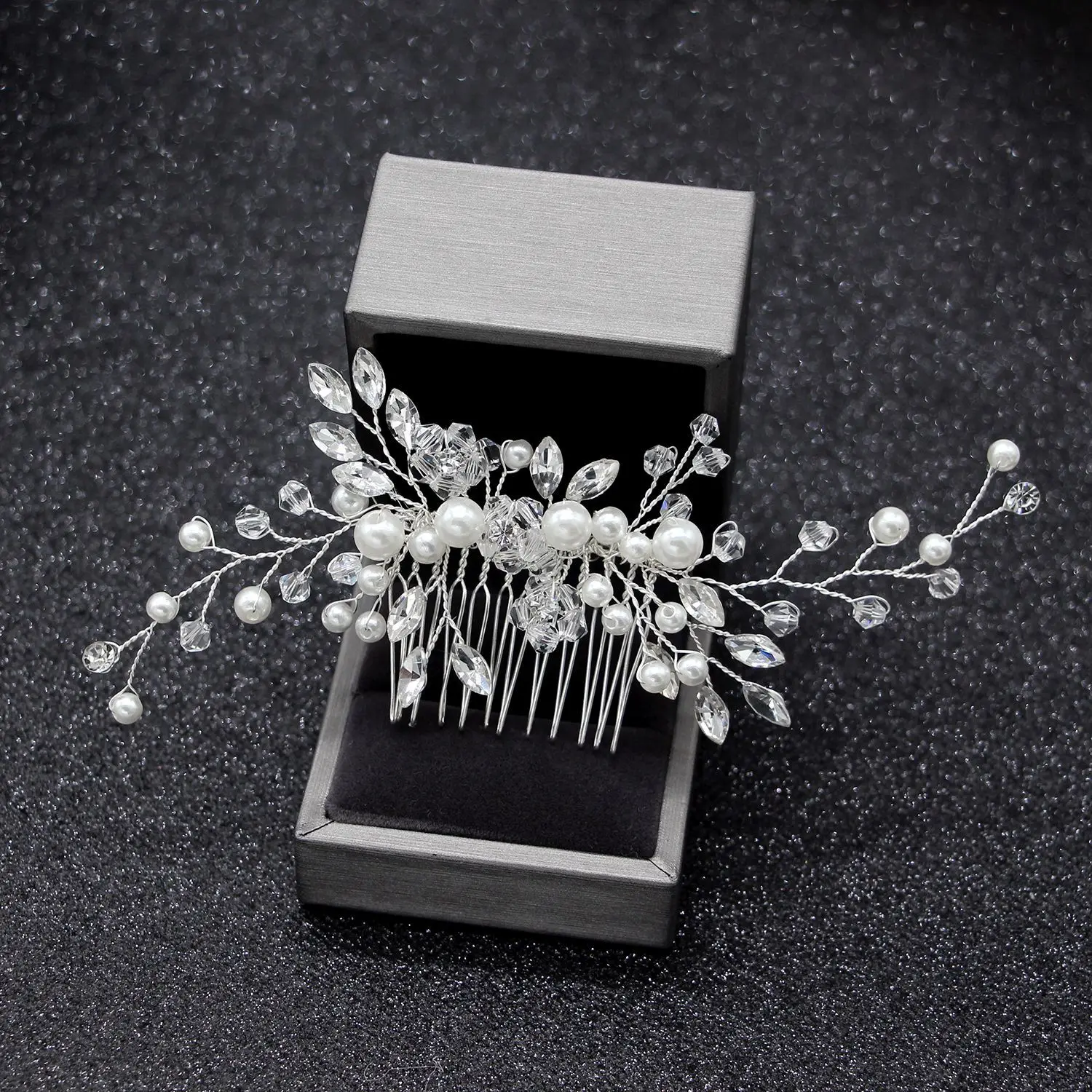 Crystal Pearl Tiaras Barrettes Hair Clips Hair Combs for Wedding Bride Women Hairpins Bridal Headpiece Hair Jewelry Accessories