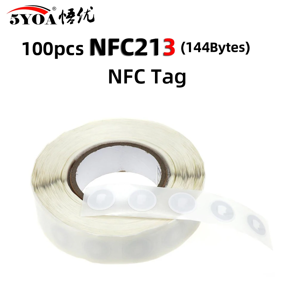 100pcs/Lot NFC Lable Tag Sticker 13.56MHz ISO14443A 213 Stickers Universal Lable Ntag213 RFID for all NFC enabled phones