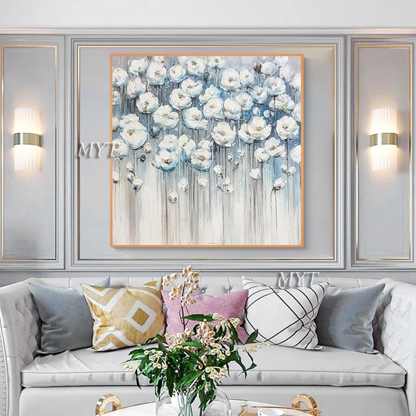 Modern Abstract Flower Oil Painting Thick Texture Living Room Pictures For Walls Canvas Art Acrylic Home Decoration Pieces