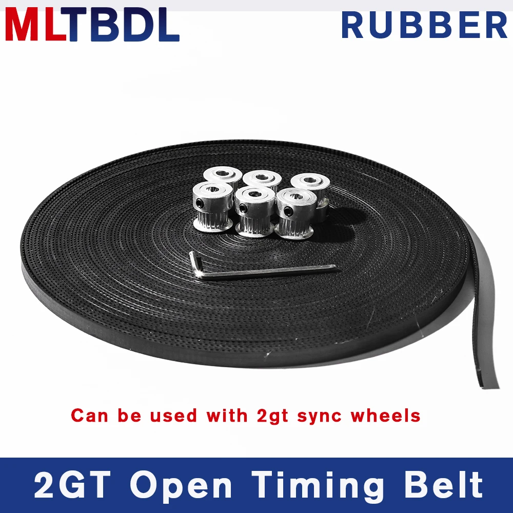2/5meter GT2-6mm Open Timing Belt Width 6mm 10mm Rubber Material Pitch2mm black 2GT synchronous Belt For Reprap 3D Printer Parts