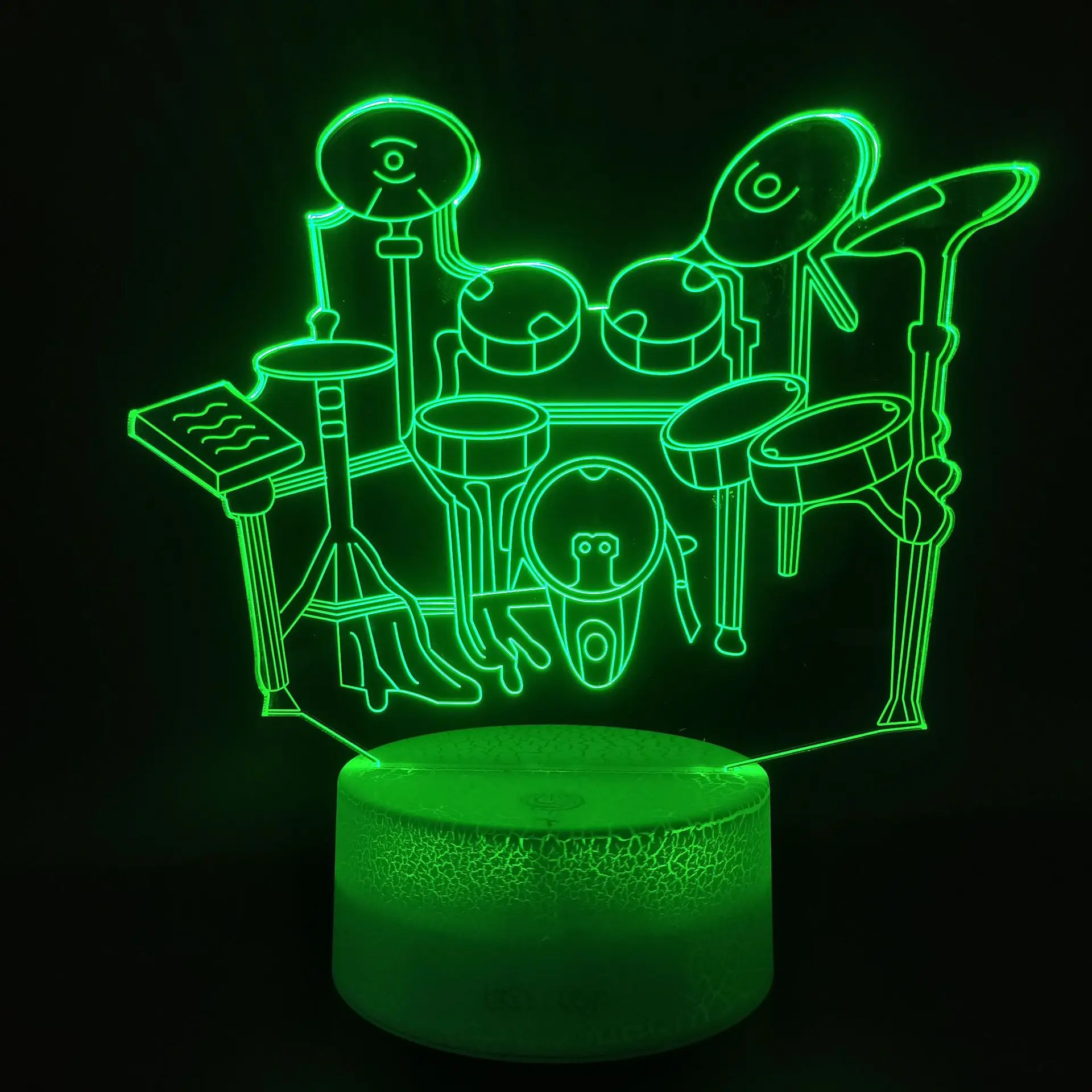 Drum kit-Lámpara de ilusión 3D, luz nocturna para regalo de Navidad al lado de la Mesa, 16 colores, cambio automático, decoración de escritorio, cumpleaños