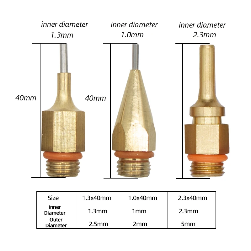 1Pcs/Lot Hot Melt Glue Gun Nozzles Copper Long Nozzle Large or Small Diameter 1mm/1.5mm/2mm/6mm Flat Nozzle with Nozzle Wrench