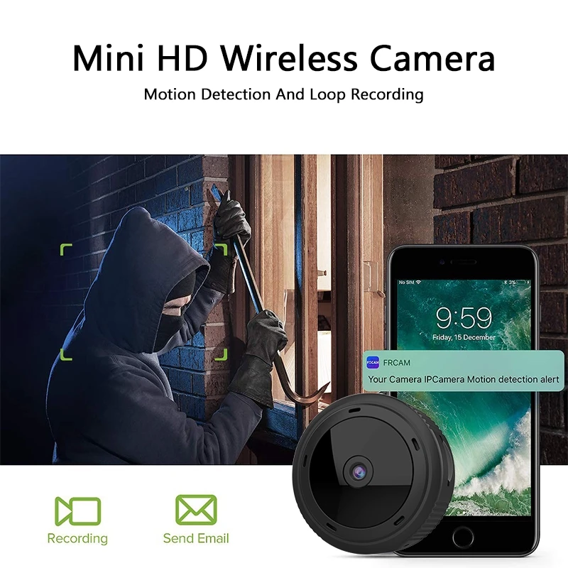 การตรวจจับ + Hot Spot Smart Security Mini Wirelessกล้อง1080P Night Vision + IR Motion
