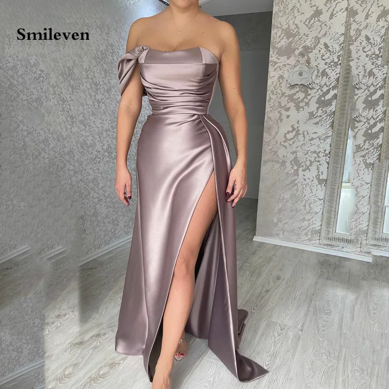 

Smileven Sexy Mermaid Evening Dress Pleats Sweetheart Prom Dresses Elegant Side Split SleeveLess Evening Party Gowns