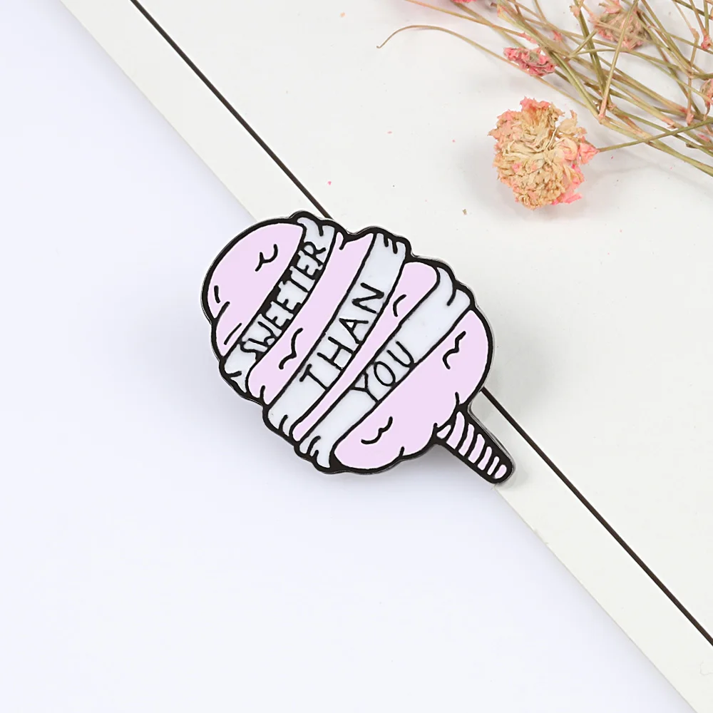 Cartoon Donuts Toast Bread Cotton Candy Badge Brooch Fast Food Denim Jackets Enamel Pins Pink Collection Jewelry Gift For Girls