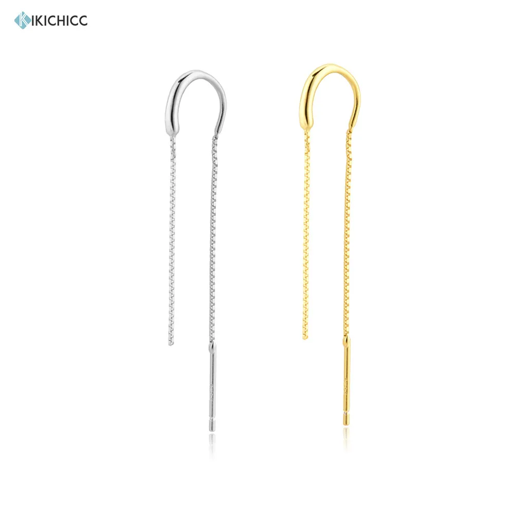 Kikichicc European New 925 Sterling Gold Chain Luxury Thread Pin Drop Earring 2020 Rock Punk Fashion Jewelry For Women Luxury