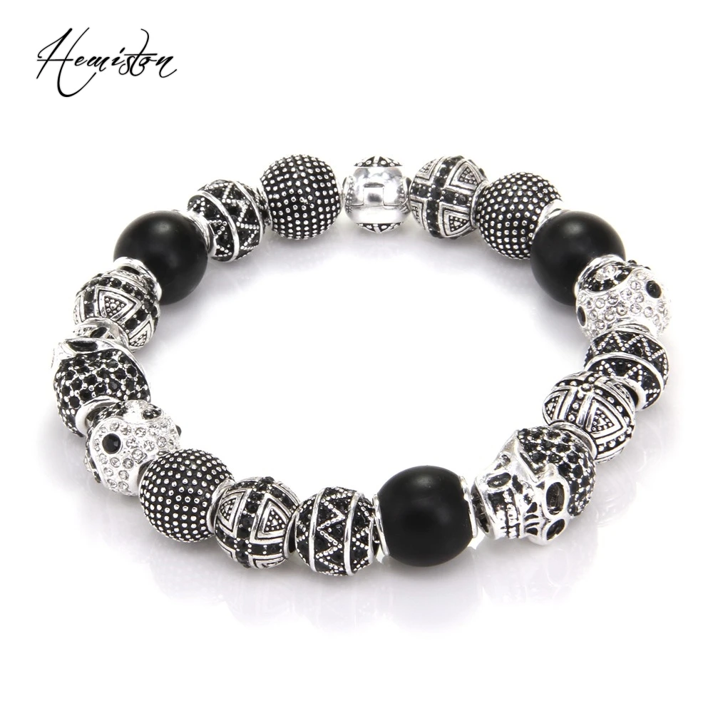 

Thomas Style KM Bead Bracelet With OM, Cross, Yin-yang, Zigzag, Skull Beads, Rebel Heart Bracelet For Men TS KB531