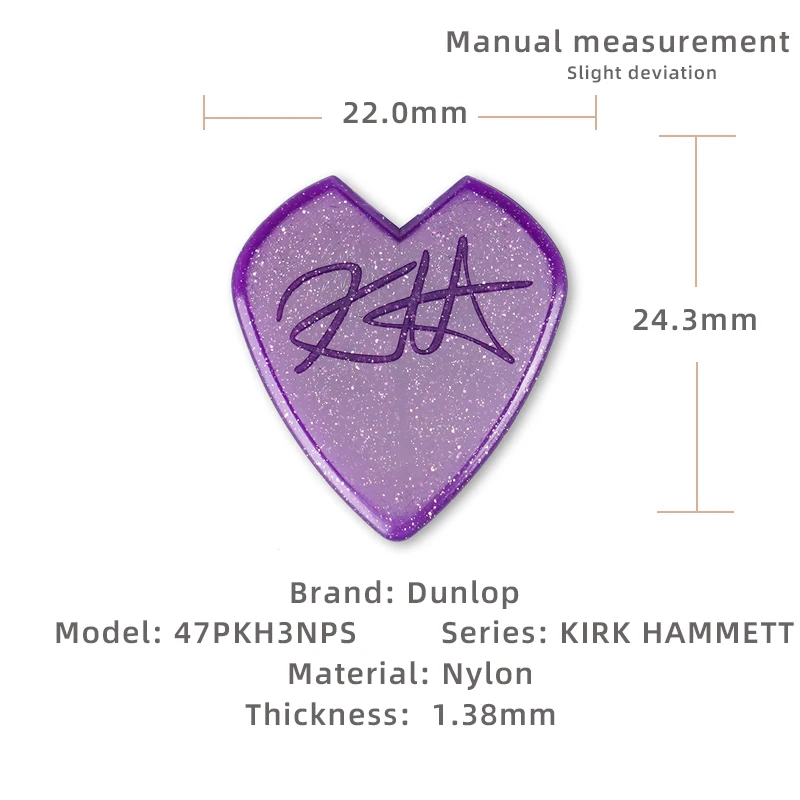 Dunlop Pick. KIRK HAMMETT-47 PEJ3N, Paiement Signature, Matériau Nylon, JE/ BASS Acoustique/Électrique, Médiators Épaisseur: 1.38mm.