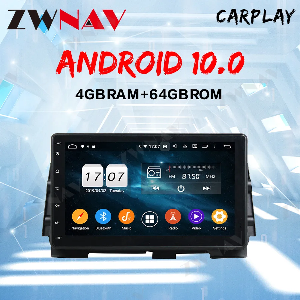 ZWNAV Android 10.0 For NISSAN MICRA KICKS 2017 2018 2019 Multimedia Stereo Car NO DVD Player Navigation GPS Radio