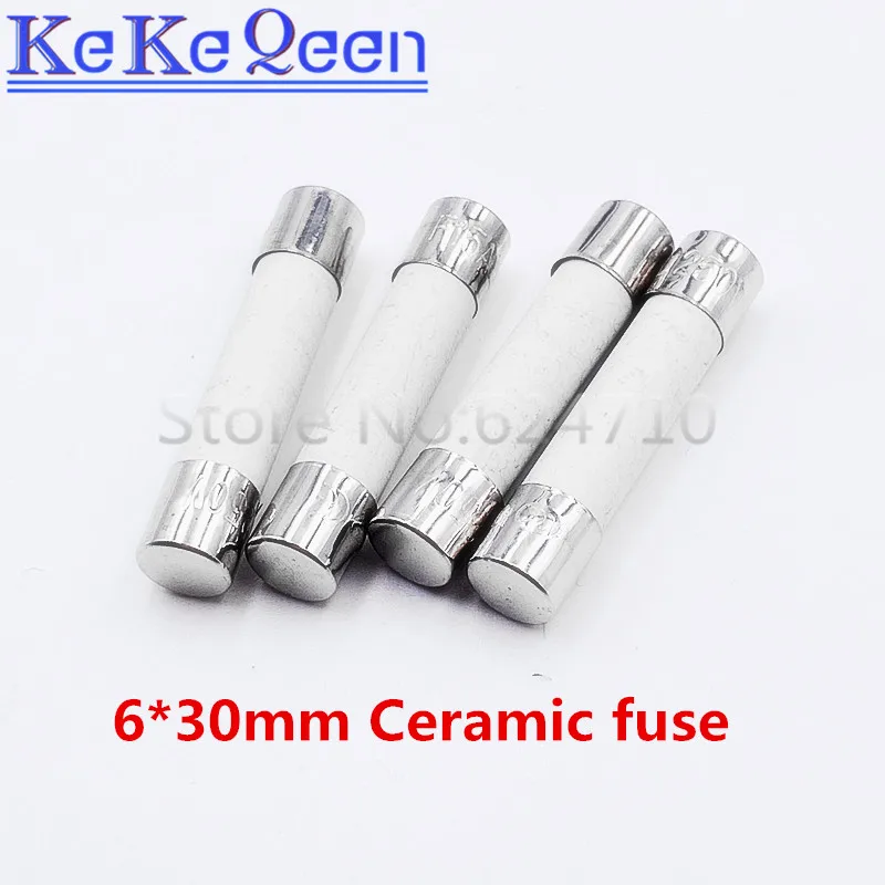 100pcs 6*30 6*30MM Fast blow Ceramic Fuse 6x30mm Fuse 250V 0.2A 0.5A 1A 1.5A 2A 2.5A 3A 3.15A 4A 5A 6A 7A 8A 10A 15A 20A 25A 30A