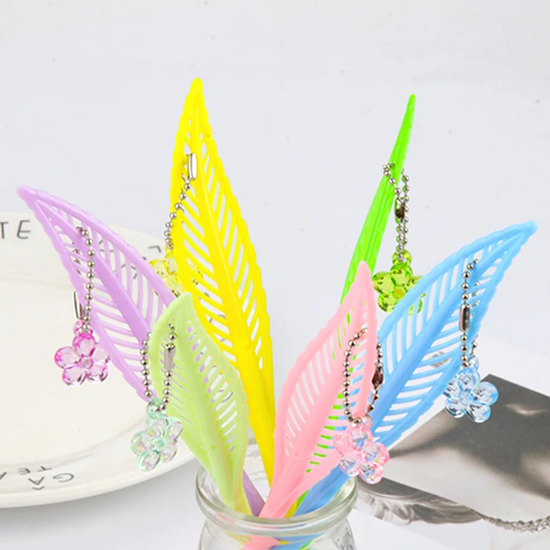 

36pcs creative stationery hollow leaf flower pendant gel pen black water pen