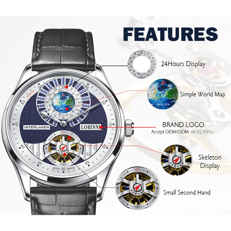 LOBINNI New Arrivals Luxury Brand Men Watches Automatic Mechanical Watch Sapphire Glass Waterproof 50M Wrist Watches