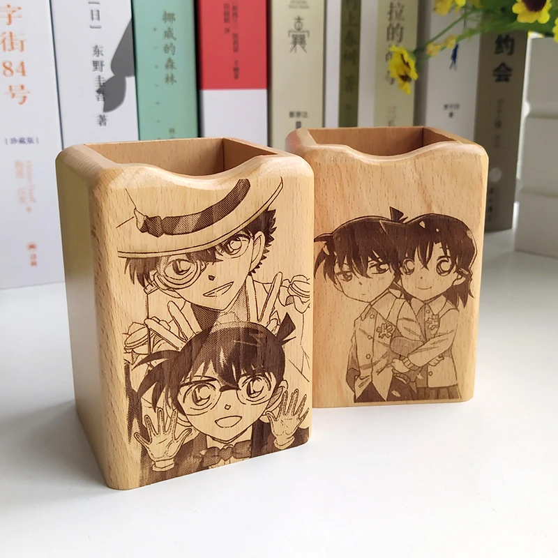 Japanese Anime Cartoon Detective Style DIY Pen Holder Storage Box Wooden Animation Customization Peripherals For Kids ZH180