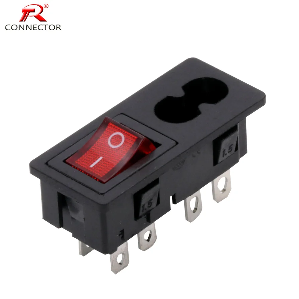 4 Stuks Power Rocker Switch & Socket Connector, Schakelaar Met 3 Pin Of 4 Pin, panel Mount Power Adapters