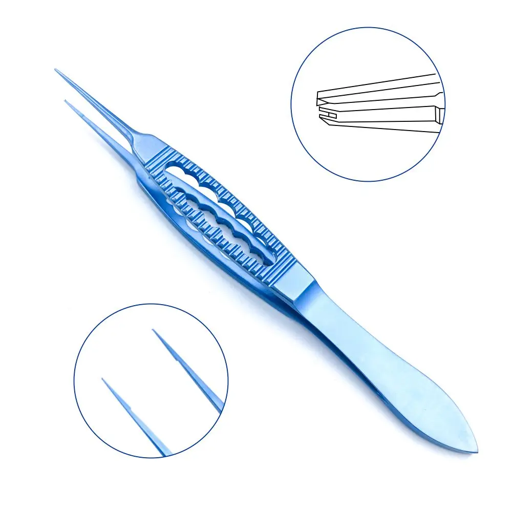 Titanium straight  Fechtner Conjunctiva Forcep teethed 108mm long ophthalmic eye surgical instrument