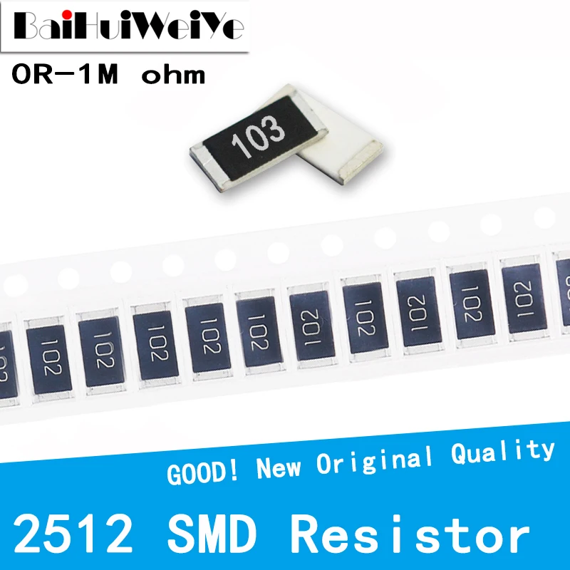 

50 шт./лот 1 Вт 2512 SMD резистор 0R-1M 5% R001 R010 R100 R020 1R 10R 100R 1K 10K 100K 4,7 K 47K 470K Ом чиповый резистор, резисторы
