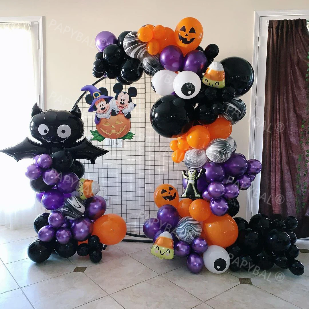 136pcs Halloween Theme Party Balloons Set Decorations DIY Arch Garland Kit Kids Gifts Pumpkin Foil Ballon Background Decors